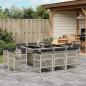 Preview: ARDEBO.de - 11-tlg. Garten-Essgruppe mit Kissen Hellgrau Poly Rattan