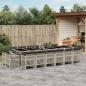 Preview: ARDEBO.de - 17-tlg. Garten-Essgruppe mit Kissen Hellgrau Poly Rattan