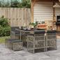 Preview: ARDEBO.de - 9-tlg. Garten-Essgruppe mit Kissen Grau Poly Rattan