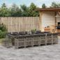 Preview: ARDEBO.de - 17-tlg. Garten-Essgruppe mit Kissen Grau Poly Rattan