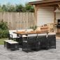 Preview: ARDEBO.de - 11-tlg. Garten-Essgruppe mit Kissen Schwarz Poly Rattan