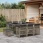 Preview: ARDEBO.de - 11-tlg. Garten-Essgruppe mit Kissen Grau Poly Rattan