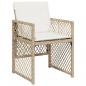 Preview: 17-tlg. Garten-Essgruppe mit Kissen Beige Poly Rattan