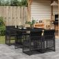 Preview: ARDEBO.de - 5-tlg. Garten-Essgruppe mit Kissen Schwarz Poly Rattan