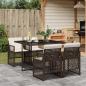 Preview: ARDEBO.de - 5-tlg. Garten-Essgruppe mit Kissen Braun Poly Rattan