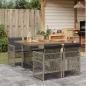 Preview: ARDEBO.de - 5-tlg. Garten-Essgruppe mit Kissen Grau Poly Rattan