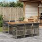 Preview: ARDEBO.de - 7-tlg. Garten-Essgruppe mit Kissen Grau Poly Rattan