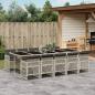 Preview: ARDEBO.de - 11-tlg. Garten-Essgruppe mit Kissen Hellgrau Poly Rattan