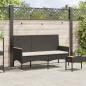 Preview: Gartenbank 3-Sitzer mit Kissen Schwarz Poly Rattan