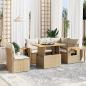 Preview: ARDEBO.de - 6-tlg. Garten-Sofagarnitur mit Kissen Beige Poly Rattan