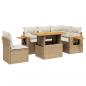 Preview: 6-tlg. Garten-Sofagarnitur mit Kissen Beige Poly Rattan