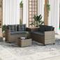 Preview: ARDEBO.de - Gartensofa in L-Form mit Tisch und Kissen Grau Poly Rattan