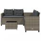 Preview: Gartensofa in L-Form mit Tisch und Kissen Grau Poly Rattan