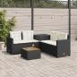 Preview: ARDEBO.de - Gartensofa in L-Form mit Tisch und Kissen Schwarz Poly Rattan