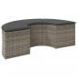 Preview: Gartenhocker mit Kissen Grau Poly Rattan