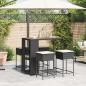 Preview: 5-tlg. Gartenbar-Set mit Kissen Schwarz Poly Rattan