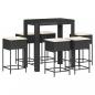 Preview: 7-tlg. Gartenbar-Set mit Kissen Schwarz Poly Rattan