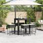 Preview: 7-tlg. Gartenbar-Set mit Kissen Schwarz Poly Rattan