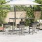 Preview: 7-tlg. Gartenbar-Set mit Kissen Grau Poly Rattan