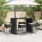 Preview: 7-tlg. Gartenbar-Set mit Kissen Schwarz Poly Rattan