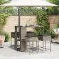 Preview: 5-tlg. Gartenbar-Set mit Kissen Grau Poly Rattan