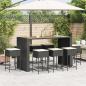 Preview: 9-tlg. Gartenbar-Set mit Kissen Schwarz Poly Rattan