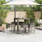 Preview: 7-tlg. Gartenbar-Set mit Kissen Grau Poly Rattan