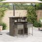 Preview: 3-tlg. Gartenbar-Set mit Kissen Grau Poly Rattan