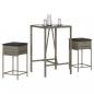 Preview: ARDEBO.de - 3-tlg. Gartenbar-Set mit Kissen Grau Poly Rattan