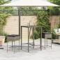 Preview: 3-tlg. Gartenbar-Set mit Kissen Grau Poly Rattan