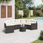 Preview: ARDEBO.de - Gartensofa mit Tisch und Kissen Halbrund Schwarz Poly-Rattan