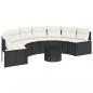 Preview: Gartensofa mit Tisch und Kissen Halbrund Schwarz Poly-Rattan