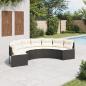 Preview: ARDEBO.de - Gartensofa mit Kissen Halbrund Schwarz Poly-Rattan