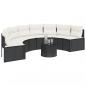 Preview: Gartensofa mit Kissen Halbrund Schwarz Poly-Rattan