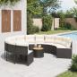 Preview: ARDEBO.de - Gartensofa mit Tisch und Kissen Rund Schwarz Poly-Rattan