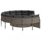 Preview: Gartensofa mit Tisch und Kissen Rund Grau Poly Rattan