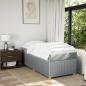 Preview: Boxspringbett mit Matratze Hellgrau 90x190 cm Stoff