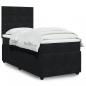 Preview: ARDEBO.de - Boxspringbett mit Matratze Schwarz 100x200 cm Samt