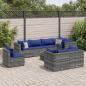 Preview: ARDEBO.de - 9-tlg. Garten-Lounge-Set mit Kissen Grau Poly Rattan