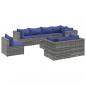 Preview: 9-tlg. Garten-Lounge-Set mit Kissen Grau Poly Rattan