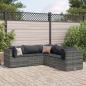 Preview: ARDEBO.de - 5-tlg. Garten-Lounge-Set mit Kissen Grau Poly Rattan