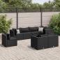 Preview: ARDEBO.de - 8-tlg. Garten-Lounge-Set mit Kissen Schwarz Poly Rattan