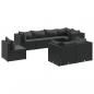 Preview: 8-tlg. Garten-Lounge-Set mit Kissen Schwarz Poly Rattan