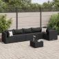 Preview: ARDEBO.de - 7-tlg. Garten-Lounge-Set mit Kissen Schwarz Poly Rattan