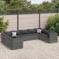 Preview: ARDEBO.de - 9-tlg. Garten-Lounge-Set mit Kissen Grau Poly Rattan