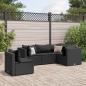 Preview: ARDEBO.de - 5-tlg. Garten-Lounge-Set mit Kissen Schwarz Poly Rattan