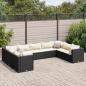 Preview: ARDEBO.de - 9-tlg. Garten-Lounge-Set mit Kissen Schwarz Poly Rattan