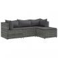 Preview: 4-tlg. Garten-Lounge-Set mit Kissen Grau Poly Rattan