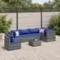 Preview: ARDEBO.de - 7-tlg. Garten-Lounge-Set mit Kissen Grau Poly Rattan