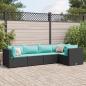 Preview: ARDEBO.de - 5-tlg. Garten-Lounge-Set mit Kissen Schwarz Poly Rattan